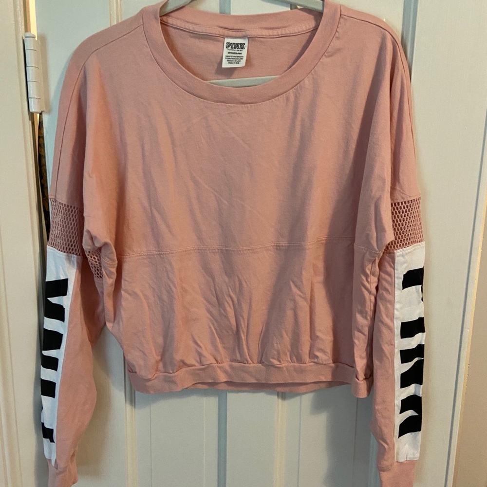 cute PINK pink cropped long sleeve shirt